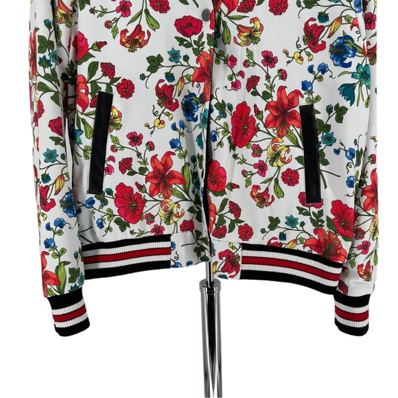 Olivia Culpo x Le Tote Reversible Bomber Jacket Floral Print Faux Leather size L - Picture 5 of 16